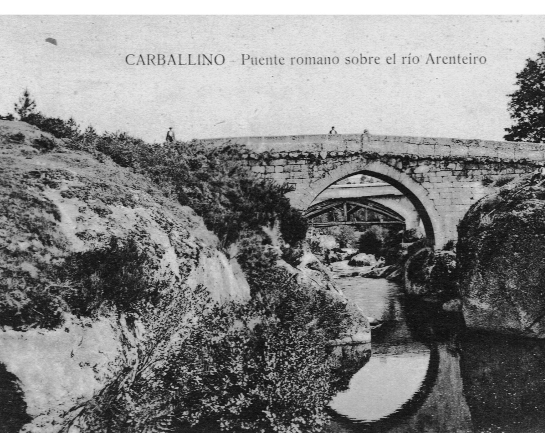 Ampliar: Ponte Veiga medieval e nova en construcción 1920